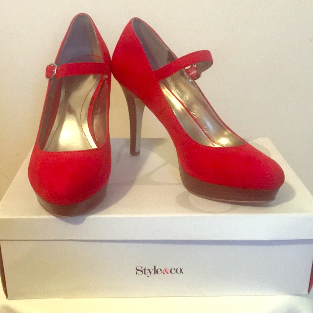 Red Suede Stilettos — Macy’s Style & Co.